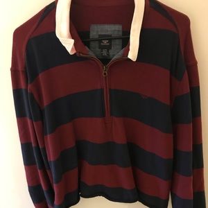 Cropped Stripe Long Sleeved Quarter Zip